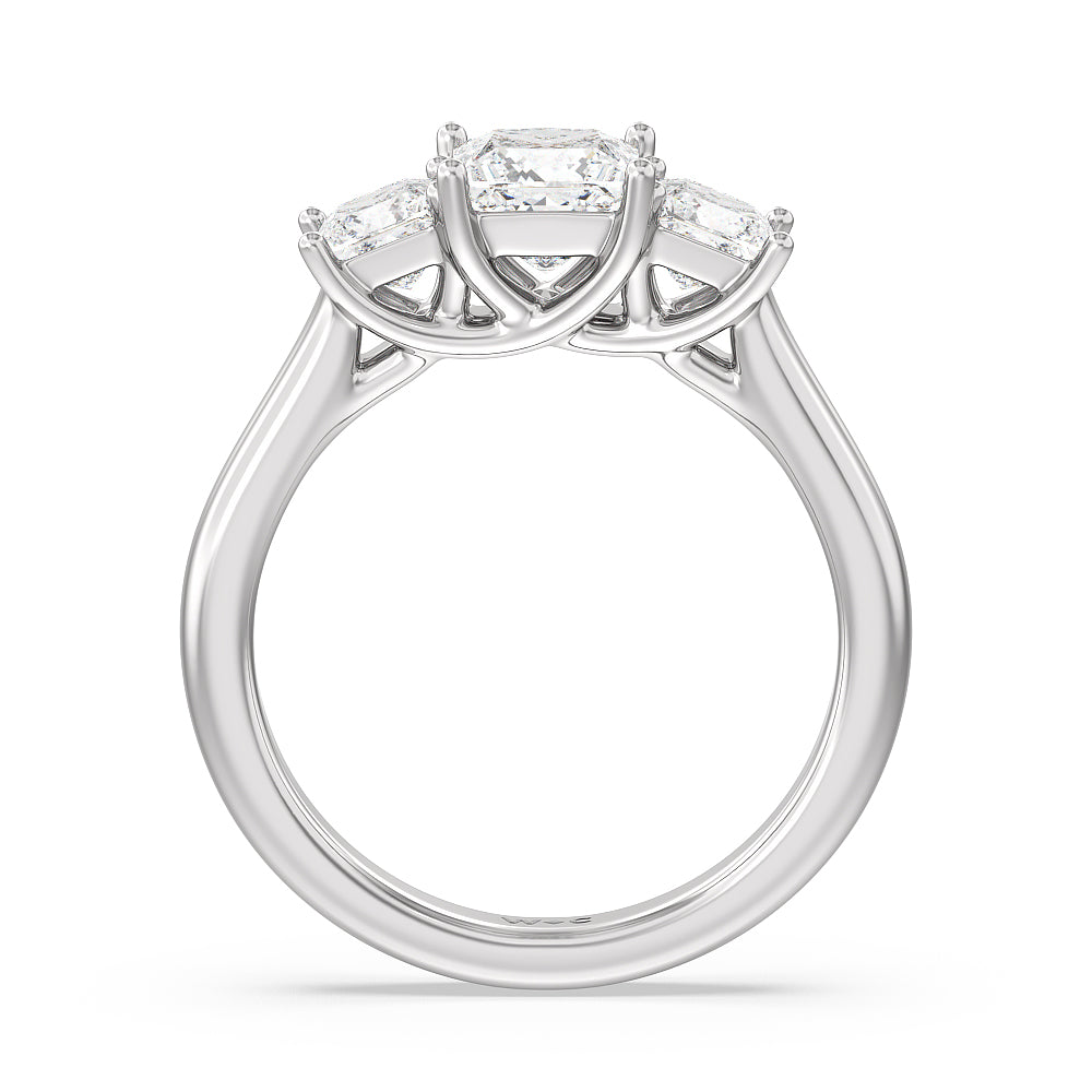 Three Stone Princess Cut Diamond Ring with Platinum / Natural / 2 Cut Diamond in 14KT Platinum / Natural / 2 view 2
