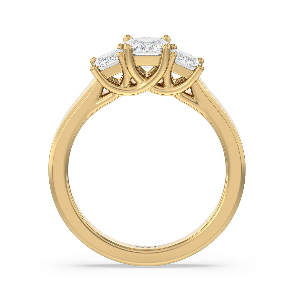Three Stone Emerald Cut Diamond Ring with 18KT Yellow Gold / Natural / 1 1/2 Cut Diamond in 14KT Yellow Gold / Natural / 1 1/2 view 4
