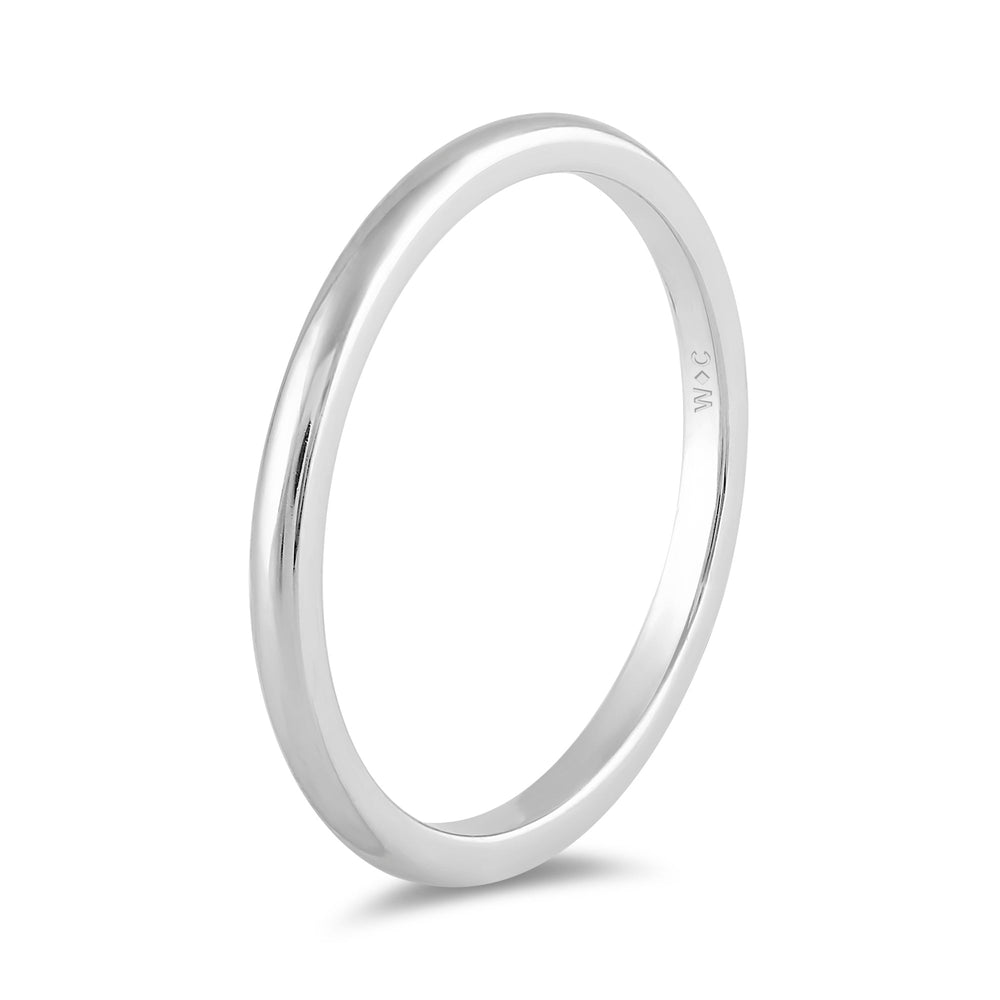 Women's Low Dome Comfort Fit Band with 18KT White Gold / 1.5 Cut Diamond in 14KT White Gold / 1.5 view 6
