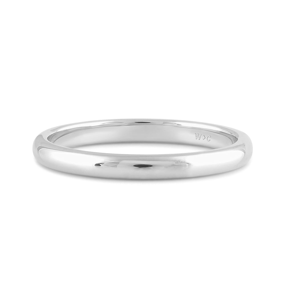 Women's Low Dome Comfort Fit Band with 18KT White Gold / 2 Cut Diamond in 14KT White Gold / 2 view 1
