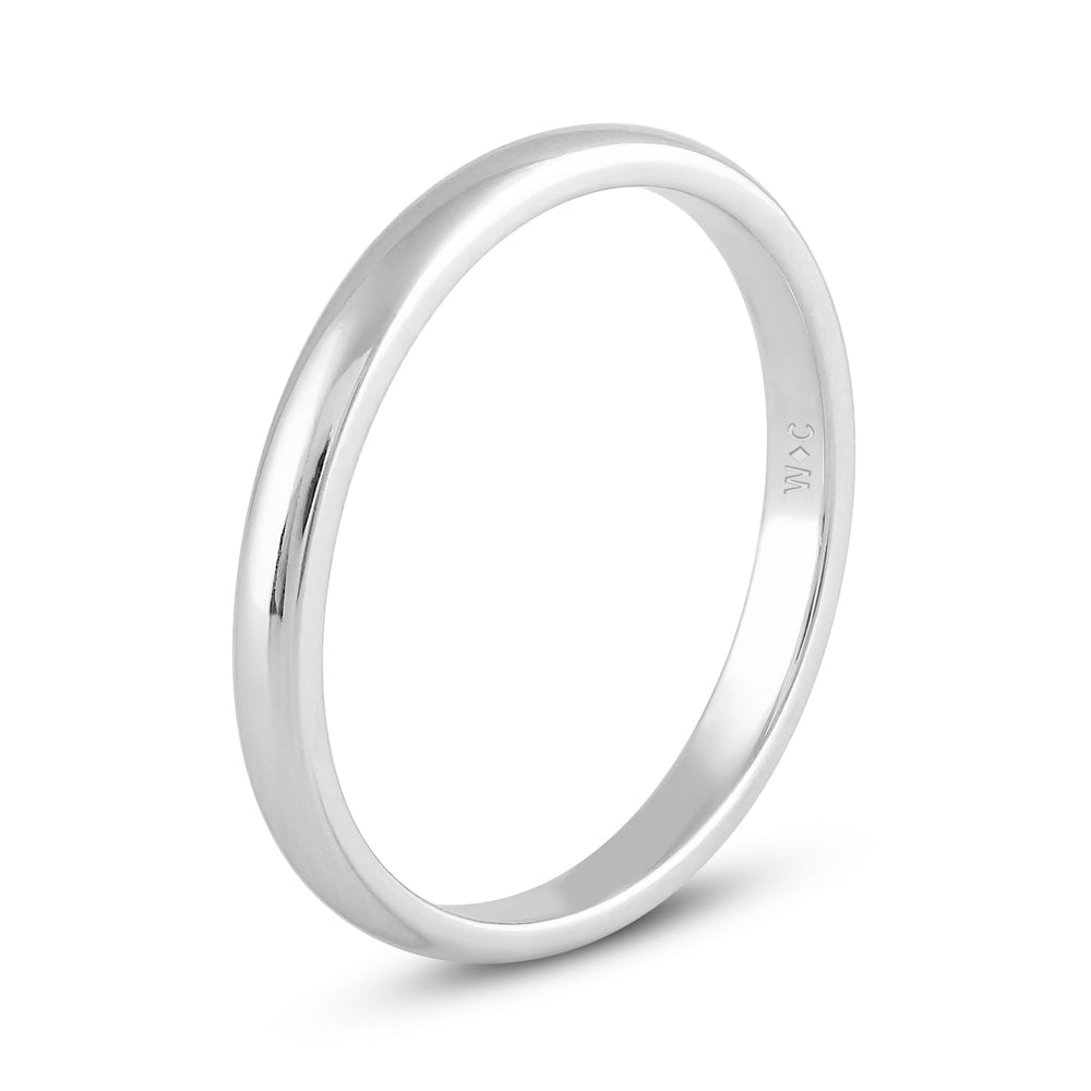 Women's Low Dome Comfort Fit Band with 18KT White Gold / 2 Cut Diamond in 14KT White Gold / 2 view 6
