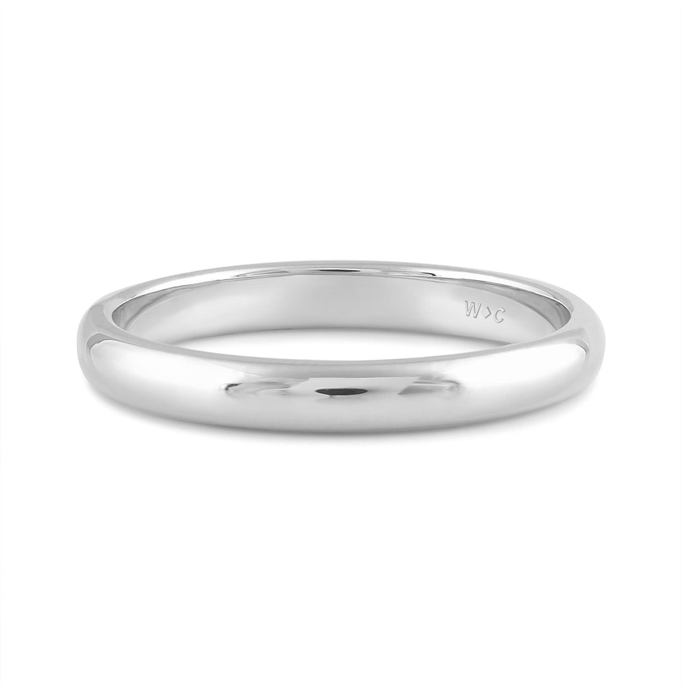 Women's Low Dome Comfort Fit Band with 18KT White Gold / 2.5 Cut Diamond in 14KT White Gold / 2.5 view 1
