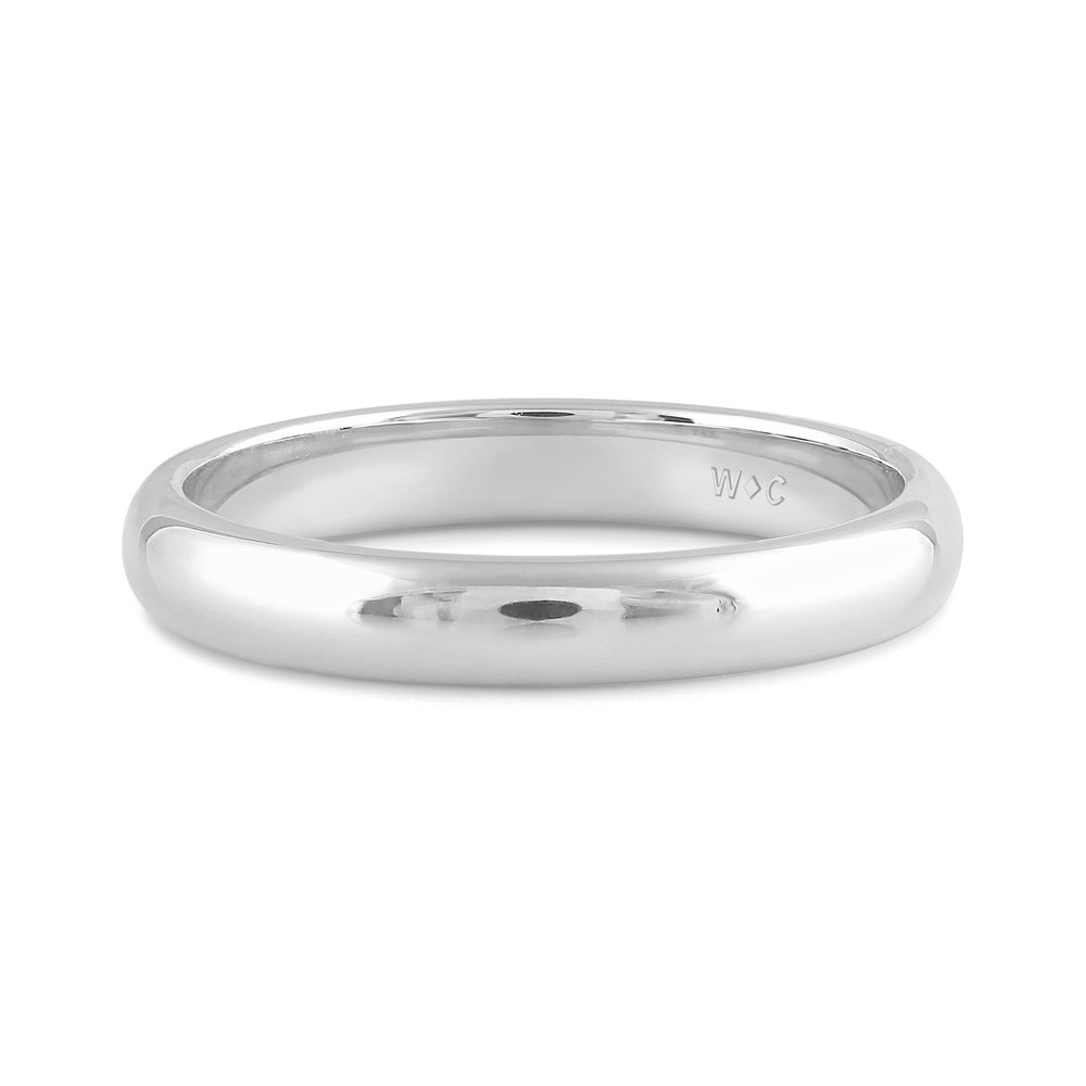 Women's Low Dome Comfort Fit Band with 18KT White Gold / 3 Cut Diamond in 14KT White Gold / 3 view 1
