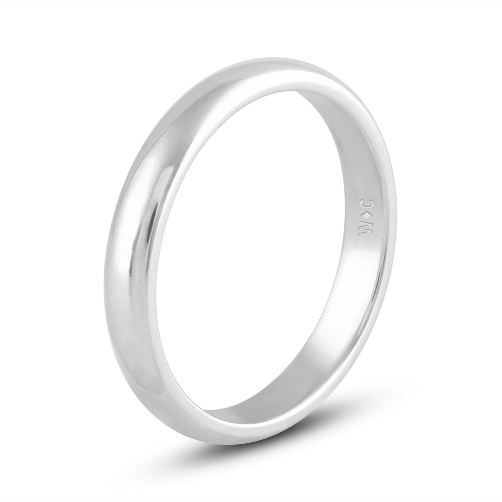 Women's Low Dome Comfort Fit Band with 18KT White Gold / 3 Cut Diamond in 14KT White Gold / 3 view 6
