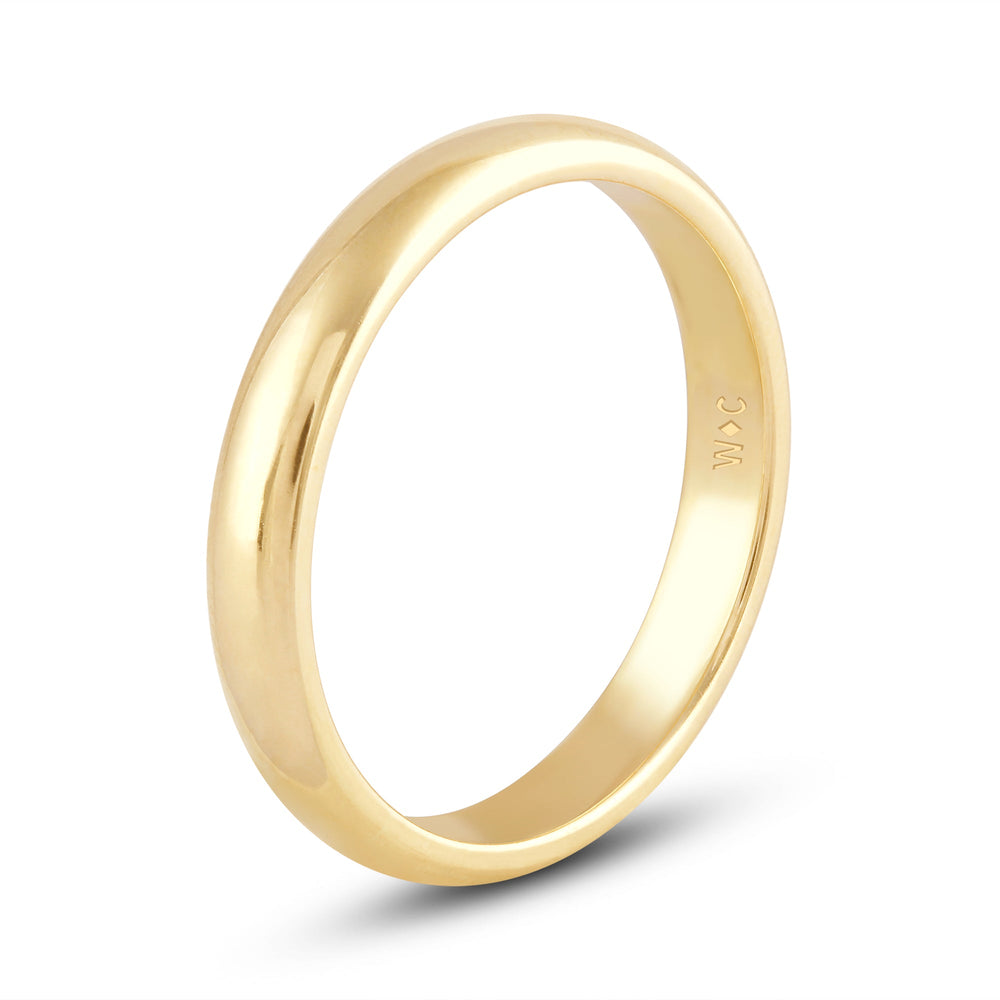 Women's Low Dome Comfort Fit Band with 18KT Yellow Gold / 3 Cut Diamond in 14KT Yellow Gold / 3 view 6
