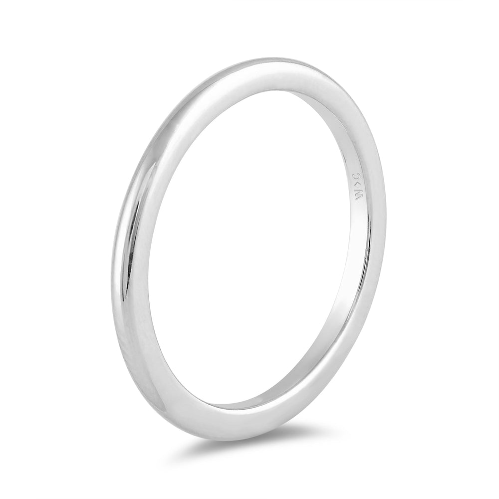 Women's High Dome Comfort Fit Band with 18KT White Gold / 1.5 Cut Diamond in 14KT White Gold / 1.5 view 6

