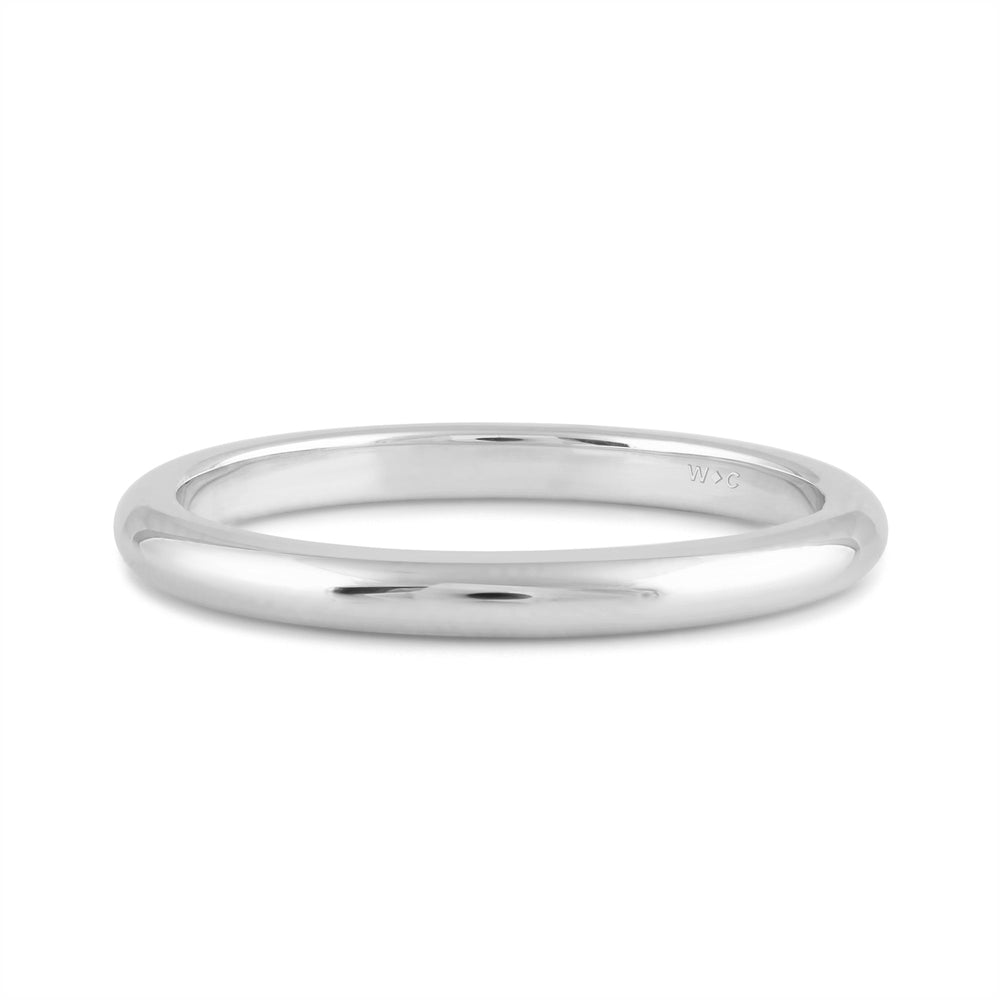 Women's High Dome Comfort Fit Band with 18KT White Gold / 2 Cut Diamond in 14KT White Gold / 2 view 1

