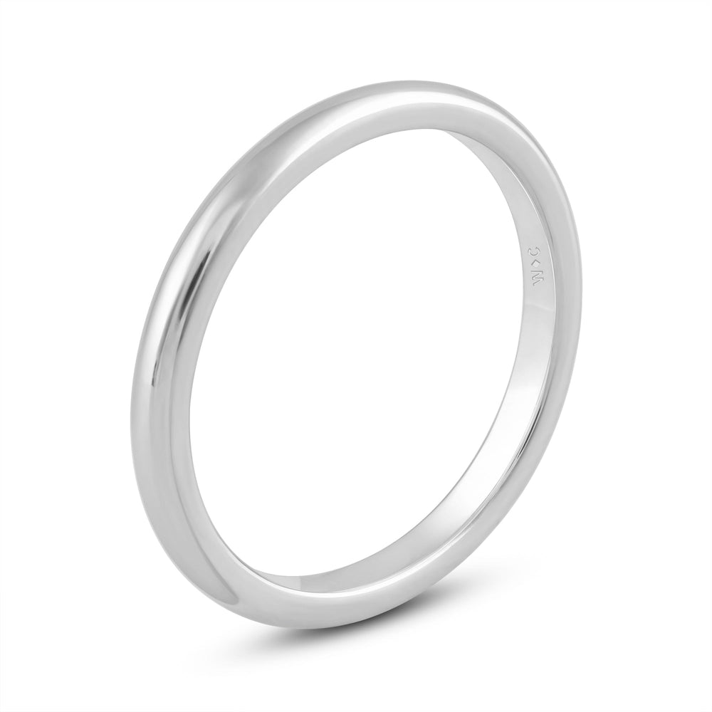 Women's High Dome Comfort Fit Band with 18KT White Gold / 2 Cut Diamond in 14KT White Gold / 2 view 6
