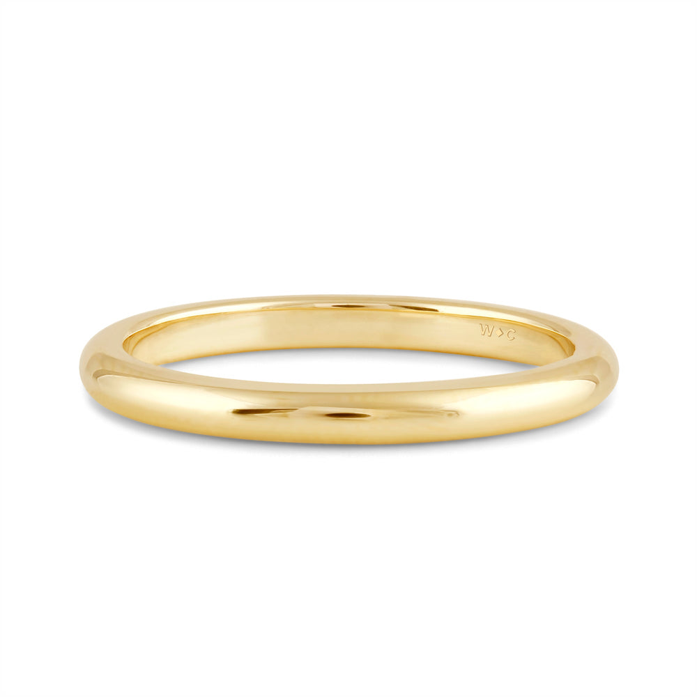 Women's High Dome Comfort Fit Band with 18KT Yellow Gold / 2 Cut Diamond in 14KT Yellow Gold / 2 view 1
