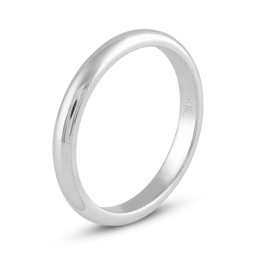 Women's High Dome Comfort Fit Band with 18KT White Gold / 2.5 Cut Diamond in 14KT White Gold / 2.5 view 6
