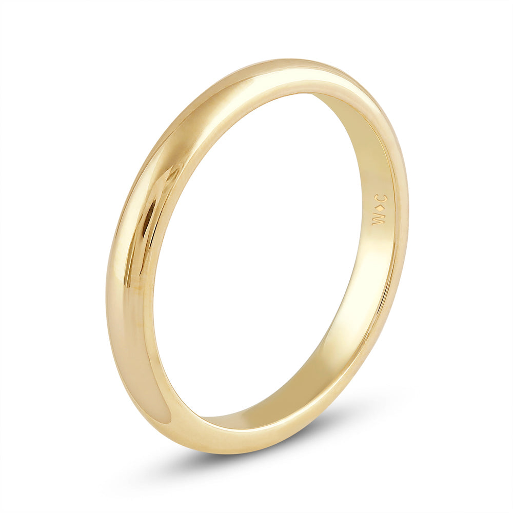 Women's High Dome Comfort Fit Band with 18KT Yellow Gold / 2.5 Cut Diamond in 14KT Yellow Gold / 2.5 view 6
