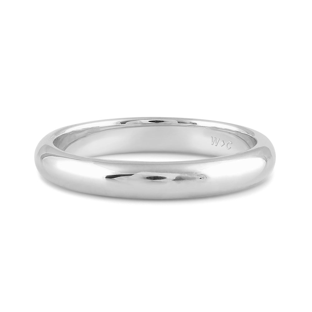Women's High Dome Comfort Fit Band with 18KT White Gold / 3 Cut Diamond in 14KT White Gold / 3 view 1
