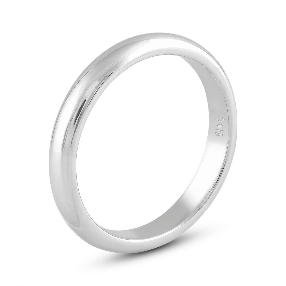 Women's High Dome Comfort Fit Band with 18KT White Gold / 3 Cut Diamond in 14KT White Gold / 3 view 6
