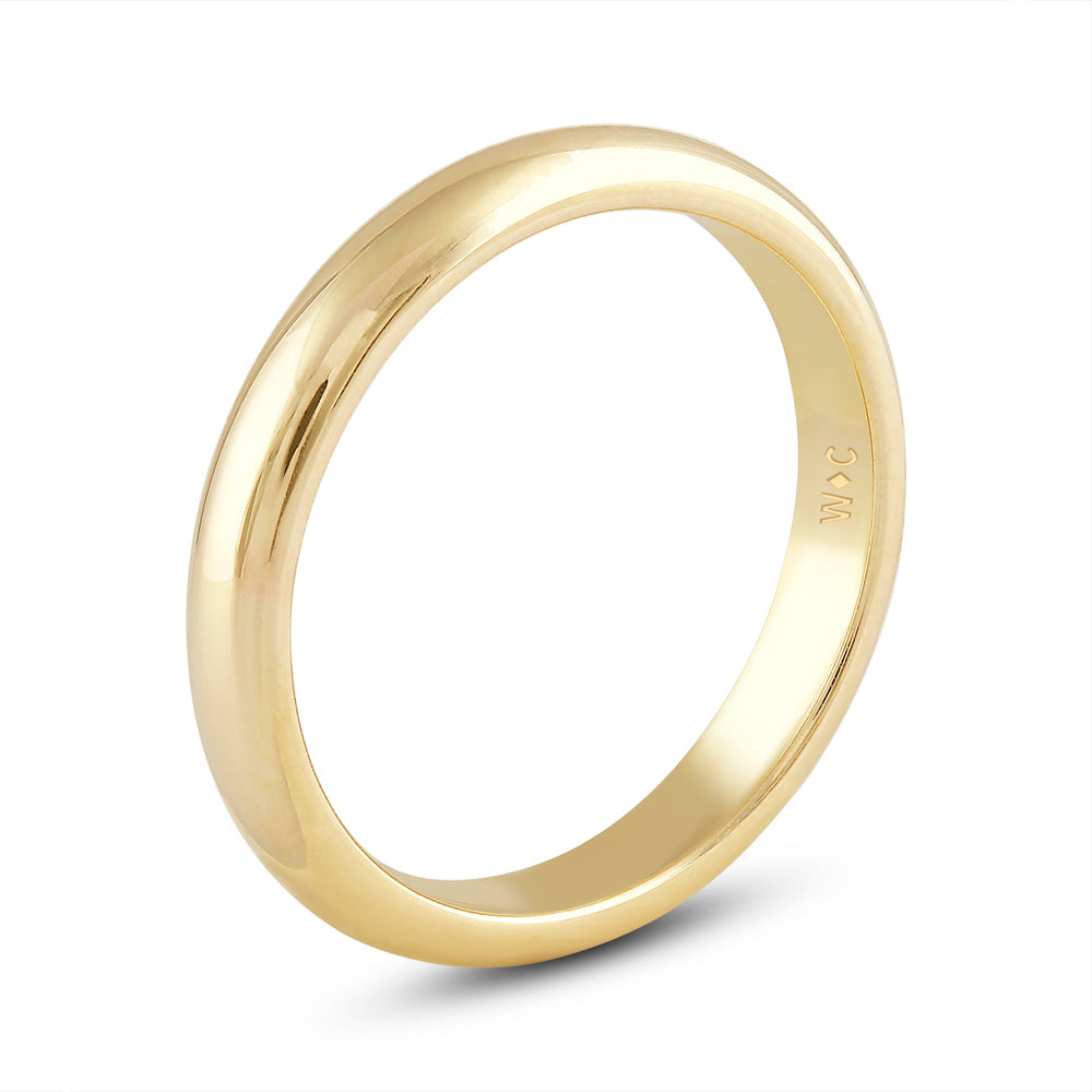 Women's High Dome Comfort Fit Band Size 4.5 with 14KT Yellow Gold / 3 Cut Diamond in 14KT Yellow Gold / 3 view 3
