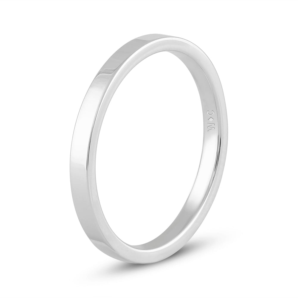 Women's Flat Comfort Fit Band with 18KT White Gold / 2 Cut Diamond in 14KT White Gold / 2 view 6
