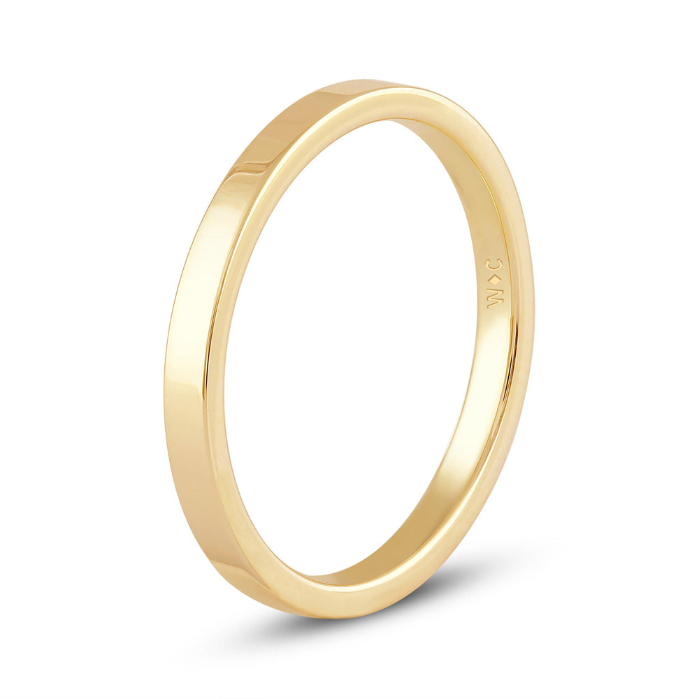 Women's Flat Comfort Fit Band with 18KT Yellow Gold / 2 Cut Diamond in 14KT Yellow Gold / 2 view 6
