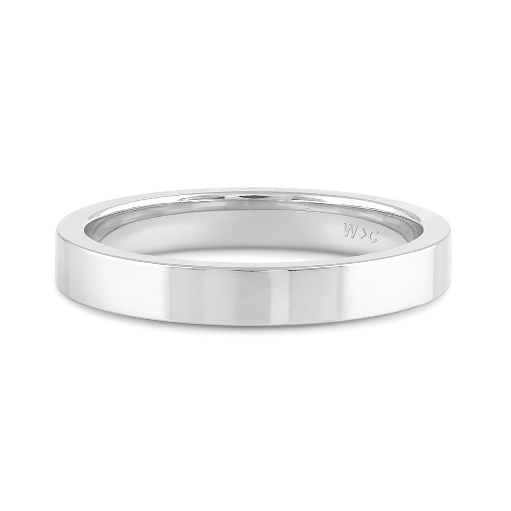 Women's Flat Comfort Fit Band with 18KT White Gold / 3 Cut Diamond in 14KT White Gold / 3 view 1
