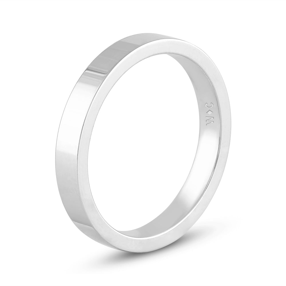 Women's Flat Comfort Fit Band with 18KT White Gold / 3 Cut Diamond in 14KT White Gold / 3 view 6
