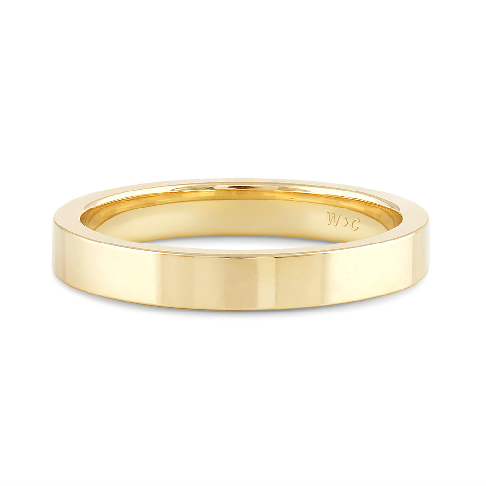 Women's Flat Comfort Fit Band with 18KT Yellow Gold / 3 Cut Diamond in 14KT Yellow Gold / 3 view 1
