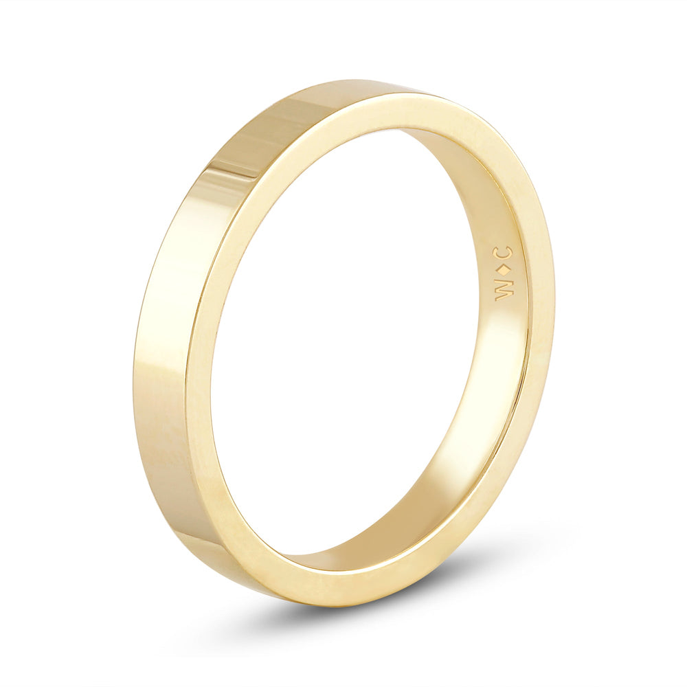 Women's Flat Comfort Fit Band with 18KT Yellow Gold / 3 Cut Diamond in 14KT Yellow Gold / 3 view 6
