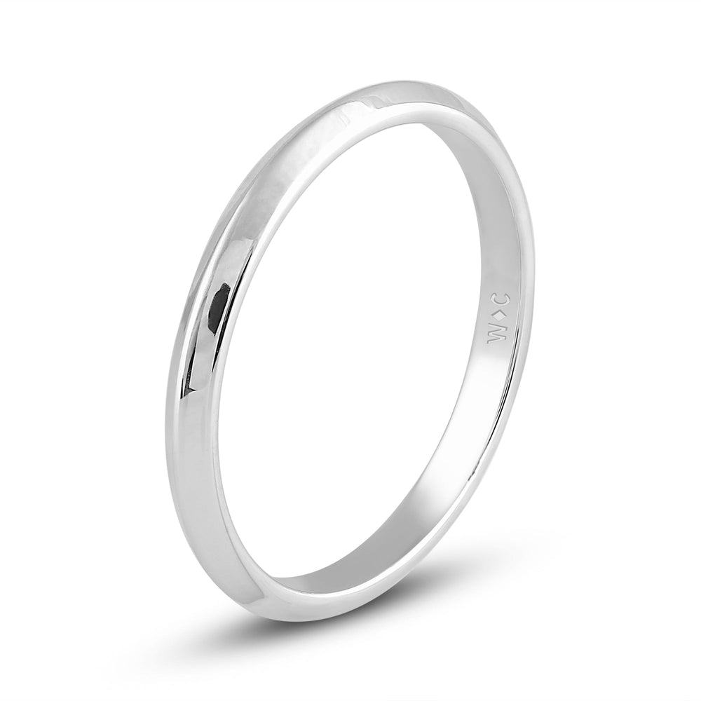 Women's Knife Edge Comfort Fit Band with 18KT White Gold / 2 Cut Diamond in 14KT White Gold / 2 view 6

