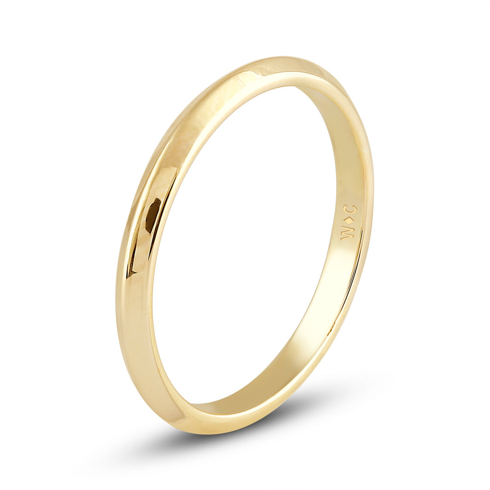 Women's Knife Edge Comfort Fit Band with 18KT Yellow Gold / 2 Cut Diamond in 14KT Yellow Gold / 2 view 6
