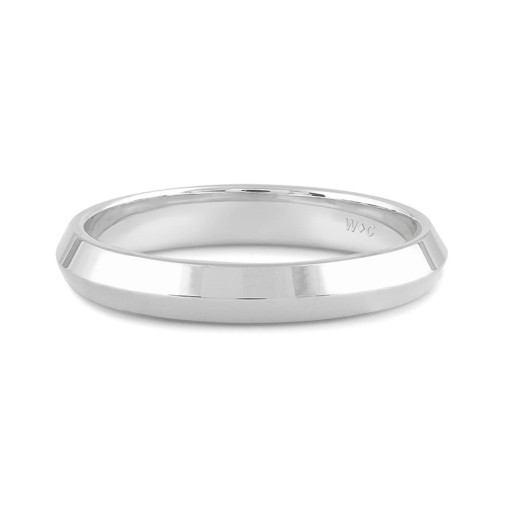 Women's Knife Edge Comfort Fit Band with 18KT White Gold / 3 Cut Diamond in 14KT White Gold / 3 view 1

