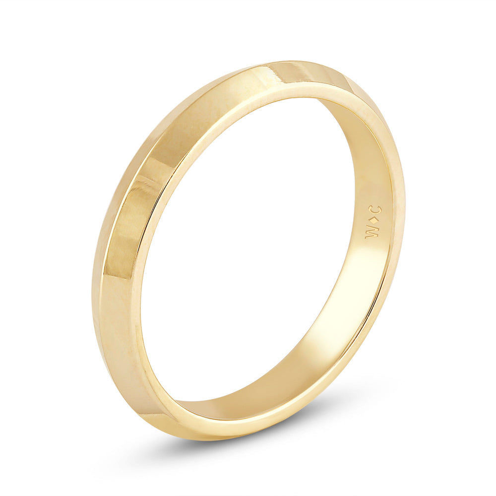 Women's Knife Edge Comfort Fit Band with 18KT Yellow Gold / 3 Cut Diamond in 14KT Yellow Gold / 3 view 6
