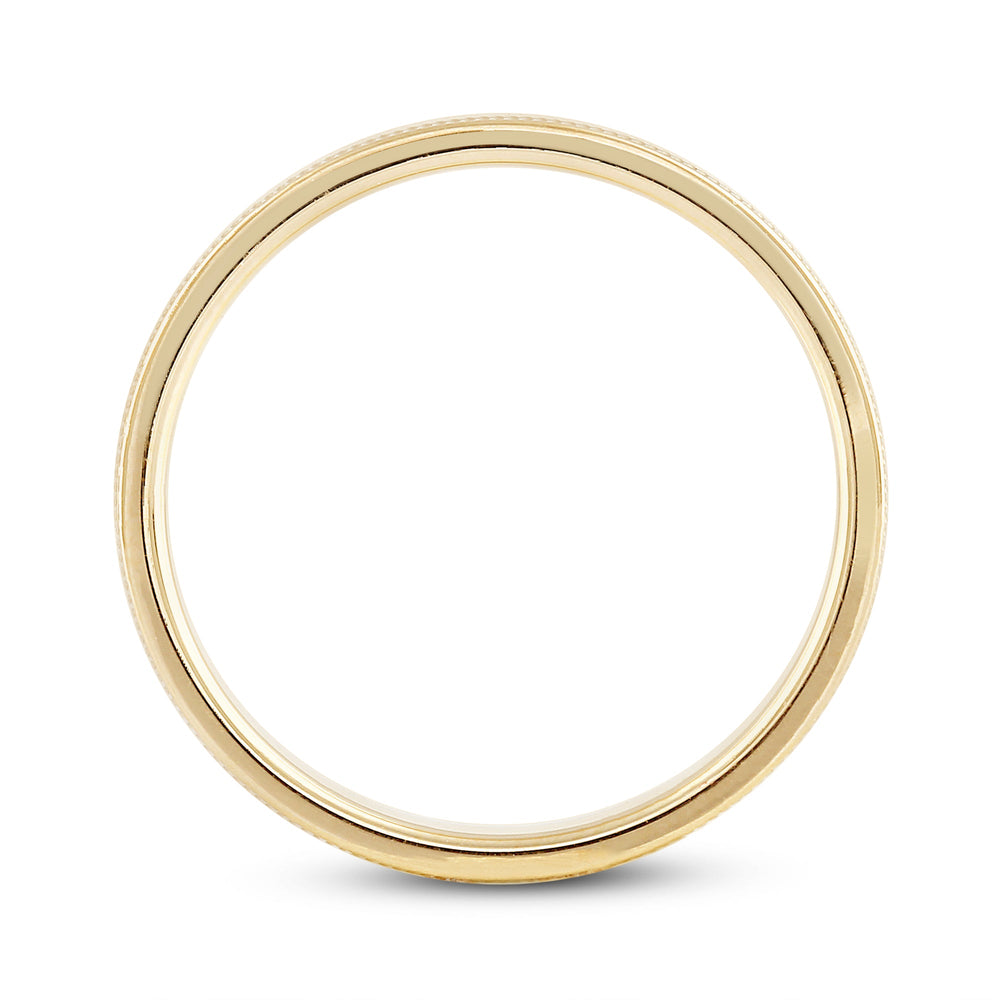 Women's Milgrain Medium Dome Comfort Fit Band with 18KT Yellow Gold / 2 Cut Diamond in 14KT Yellow Gold / 2 view 4
