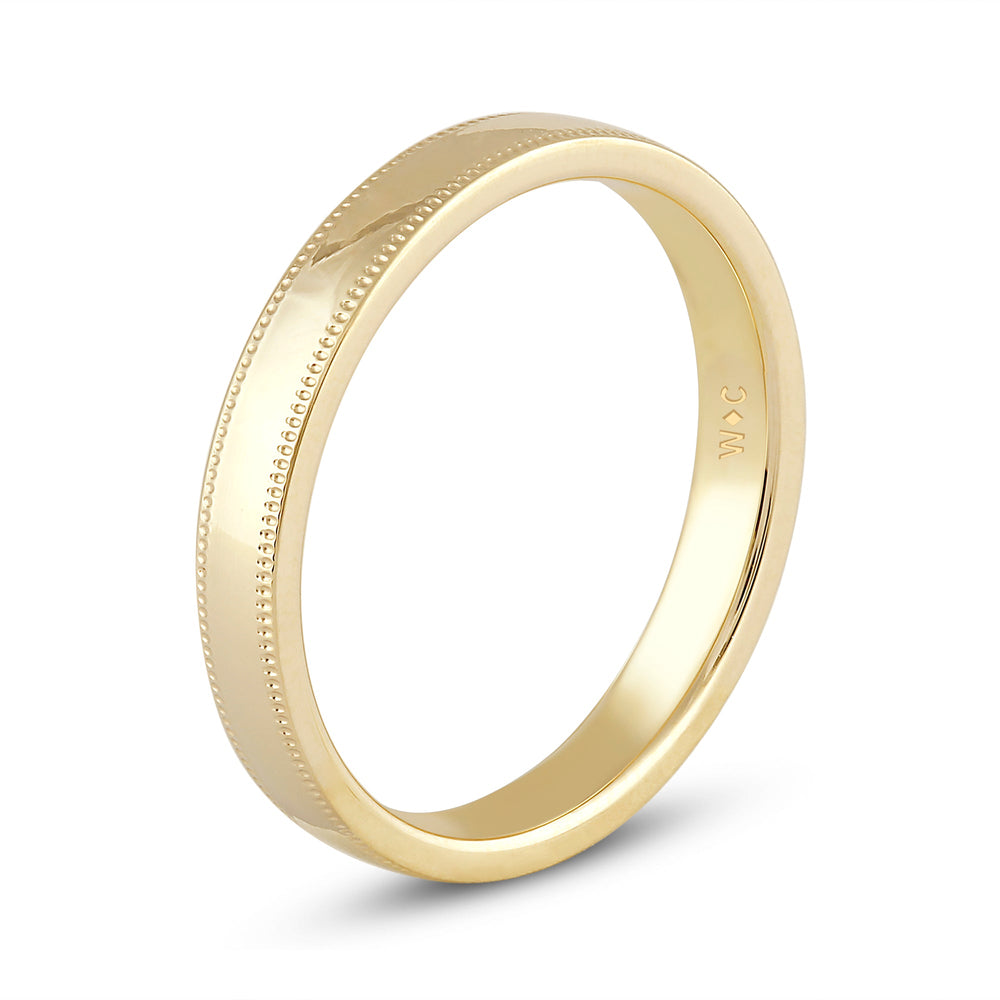 Women's Milgrain Medium Dome Comfort Fit Band with 18KT Yellow Gold / 3 Cut Diamond in 14KT Yellow Gold / 3 view 6
