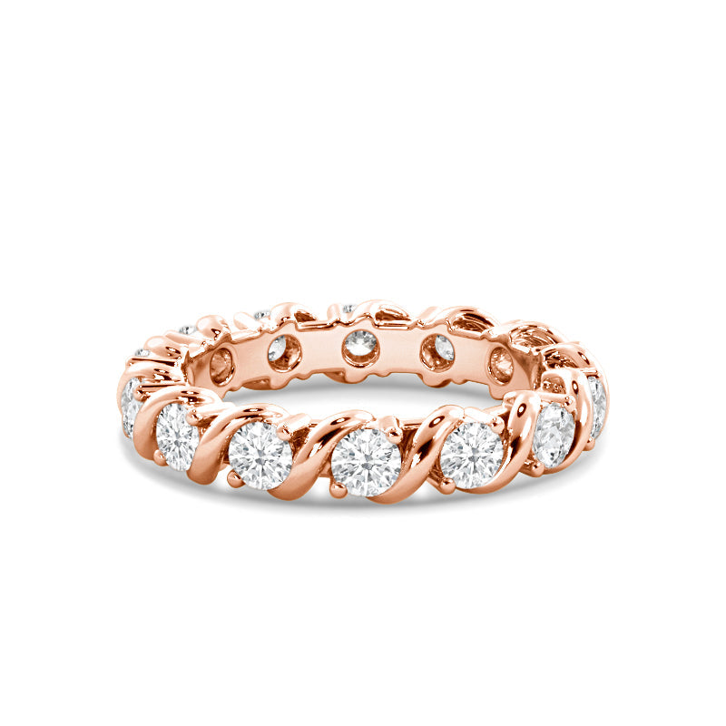 Diamond Swirl Eternity Ring with 18KT Rose Gold / Lab / 3/4 Cut Diamond in 14KT Rose Gold / Lab / 3/4 view 1

