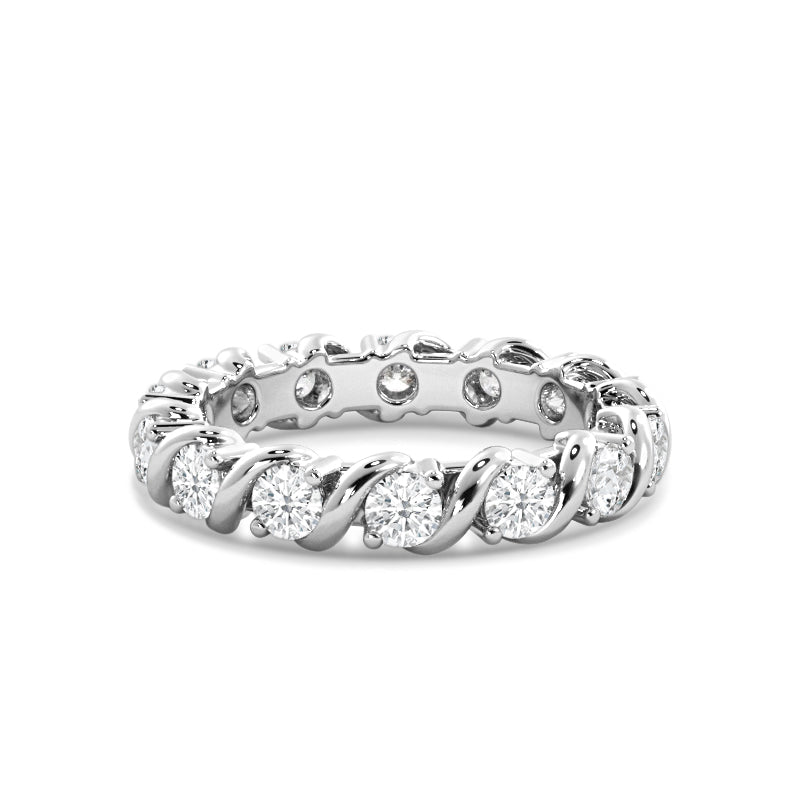 Diamond Swirl Eternity Ring with Platinum / Lab / 3/4 Cut Diamond in 14KT Platinum / Lab / 3/4 view 1
