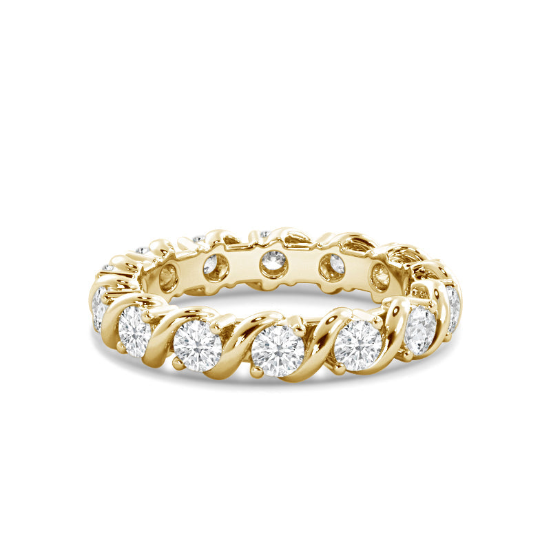 Diamond Swirl Eternity Ring with 18KT Yellow Gold / Lab / 3/4 Cut Diamond in 14KT Yellow Gold / Lab / 3/4 view 1
