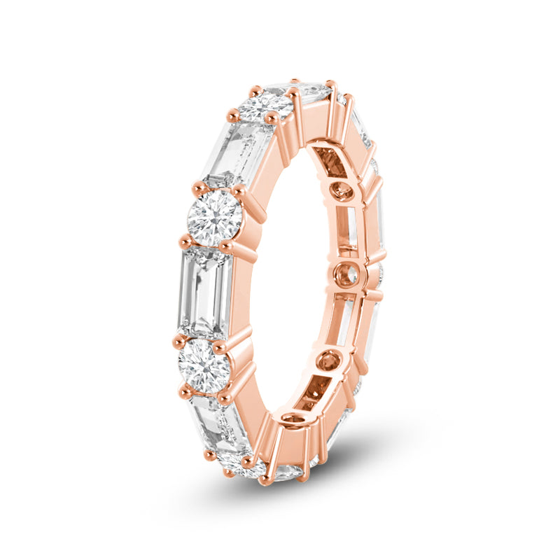 Geometric Sequence Diamond Eternity Ring with 18KT Rose Gold / Lab / 9/10 Cut Diamond in 14KT Rose Gold / Lab / 9/10 view 2
