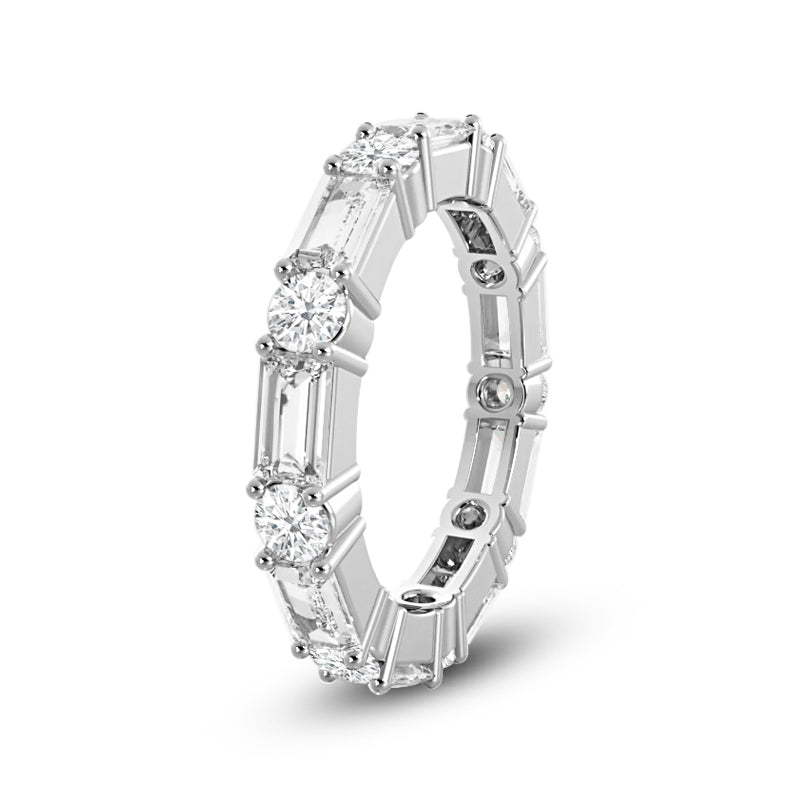 Geometric Sequence Diamond Eternity Ring with Platinum / Lab / 9/10 Cut Diamond in 14KT Platinum / Lab / 9/10 view 2
