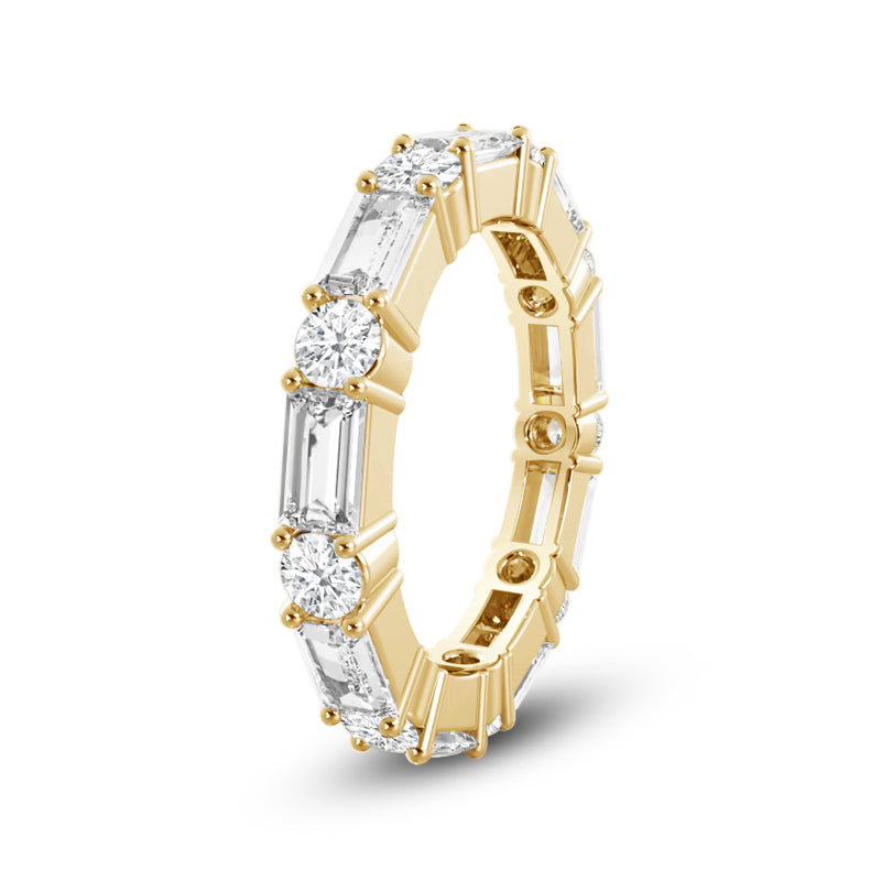 Geometric Sequence Diamond Eternity Ring with 18KT Yellow Gold / Lab / 9/10 Cut Diamond in 14KT Yellow Gold / Lab / 9/10 view 2
