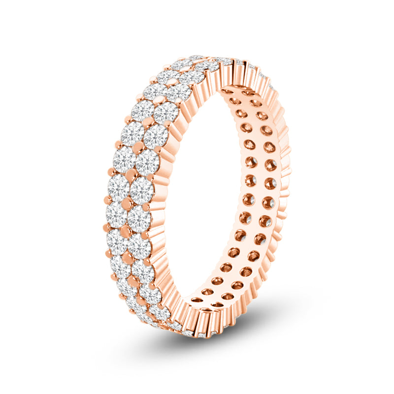 Double Row Diamond Eternity Ring with 18KT Rose Gold / Lab / 1 1/2 Cut Diamond in 14KT Rose Gold / Lab / 1 1/2 view 2
