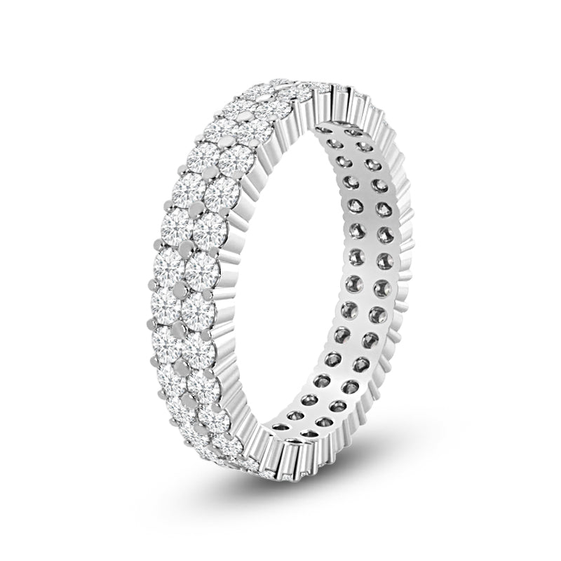 Double Row Diamond Eternity Ring with Platinum / Lab / 1 1/2 Cut Diamond in 14KT Platinum / Lab / 1 1/2 view 2
