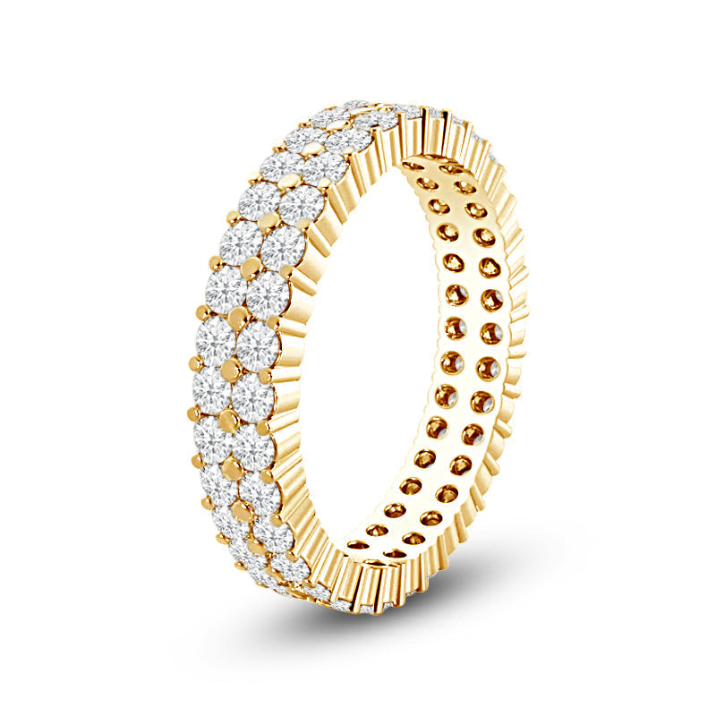 Double Row Diamond Eternity Ring with 18KT Yellow Gold / Lab / 1 1/2 Cut Diamond in 14KT Yellow Gold / Lab / 1 1/2 view 2
