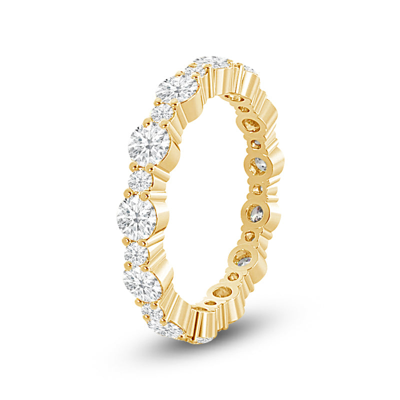 Alternating Round Diamond Eternity Ring with 18KT Yellow Gold / Lab / 1 7/8 Cut Diamond in 14KT Yellow Gold / Lab / 1 7/8 view 2
