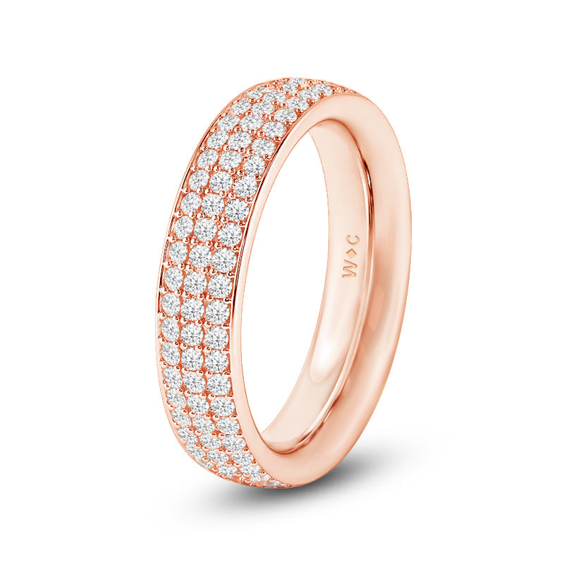 Triple Row Diamond Eternity Ring with 18KT Rose Gold / Lab / 1 1/5 Cut Diamond in 14KT Rose Gold / Lab / 1 1/5 view 2

