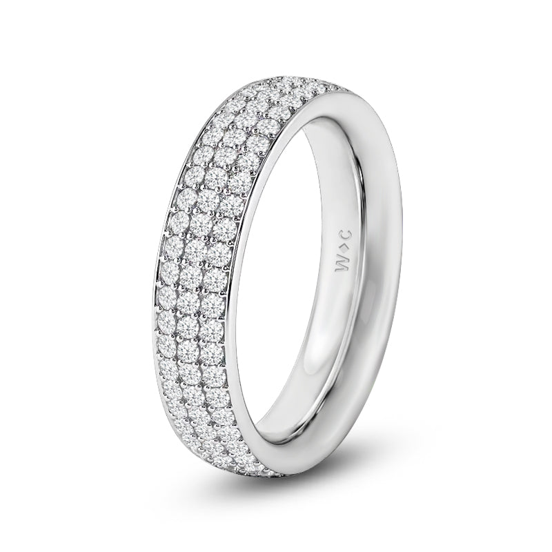 Triple Row Diamond Eternity Ring with Platinum / Lab / 1 1/5 Cut Diamond in 14KT Platinum / Lab / 1 1/5 view 2
