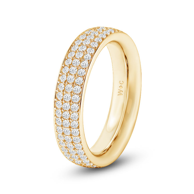 Triple Row Diamond Eternity Ring with 18KT Yellow Gold / Lab / 1 1/5 Cut Diamond in 14KT Yellow Gold / Lab / 1 1/5 view 2
