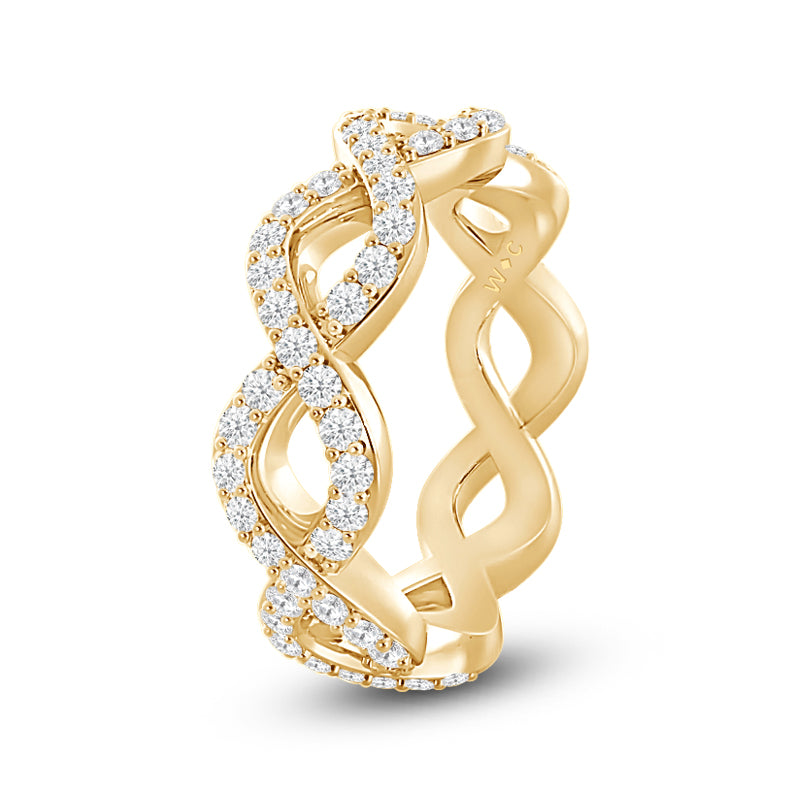 Round Diamond Full Infinity Ring with 18KT Yellow Gold / Lab / 1 1/10 Cut Diamond in 14KT Yellow Gold / Lab / 1 1/10 view 2
