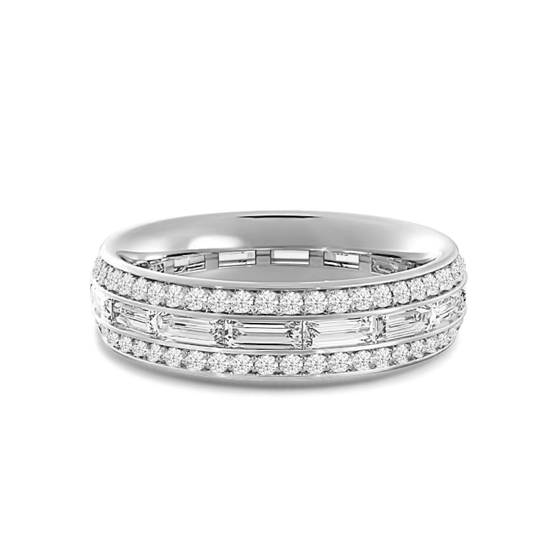 Three Row Diamond Baguette Channel Eternity Ring with Platinum / Lab / 1 3/8 Cut Diamond in 14KT Platinum / Lab / 1 3/8 view 1
