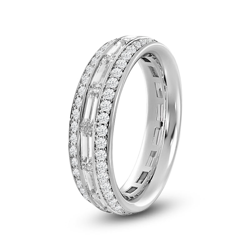 Three Row Diamond Baguette Channel Eternity Ring with Platinum / Lab / 1 3/8 Cut Diamond in 14KT Platinum / Lab / 1 3/8 view 2
