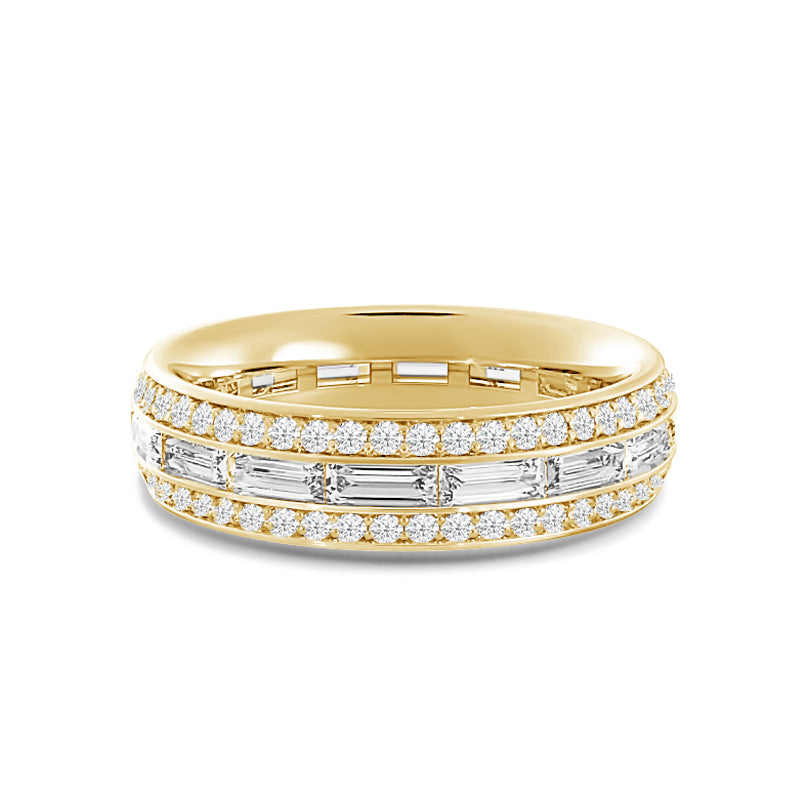 Three Row Diamond Baguette Channel Eternity Ring with 18KT Yellow Gold / Lab / 1 3/8 Cut Diamond in 14KT Yellow Gold / Lab / 1 3/8 view 1
