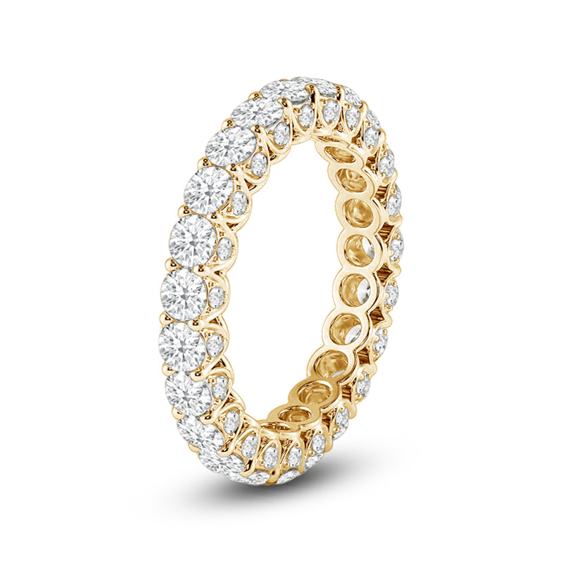 Three-Sided Round Diamond Eternity Ring with 18KT Yellow Gold / Lab / 2 7/8 Cut Diamond in 14KT Yellow Gold / Lab / 2 7/8 view 2
