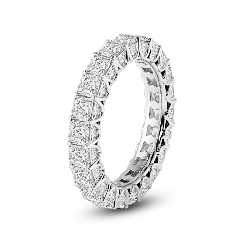 Three-Sided Princess Diamond Eternity Ring with Platinum / Lab / 4 3/4 Cut Diamond in 14KT Platinum / Lab / 4 3/4 view 2
