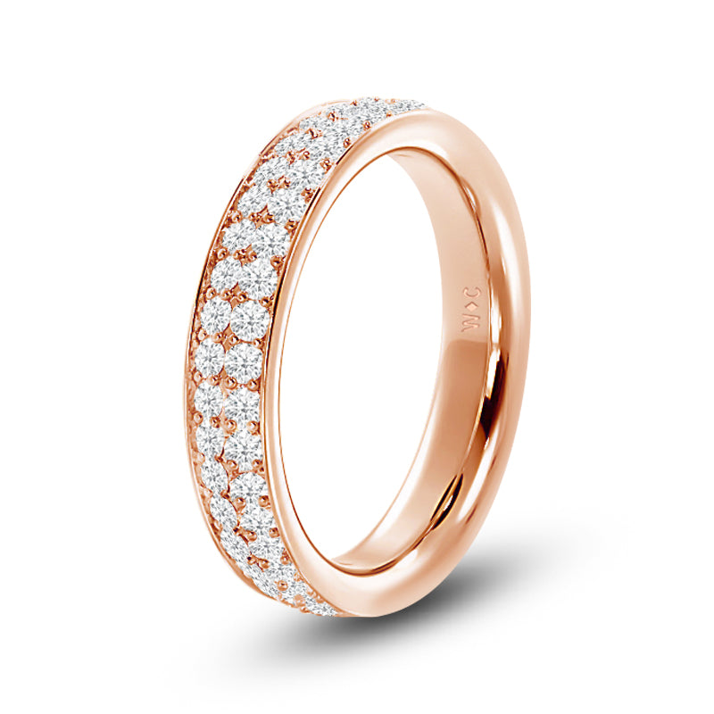 Double Row Round Diamond Eternity Ring with 18KT Rose Gold / Lab / 3/4 Cut Diamond in 14KT Rose Gold / Lab / 3/4 view 2
